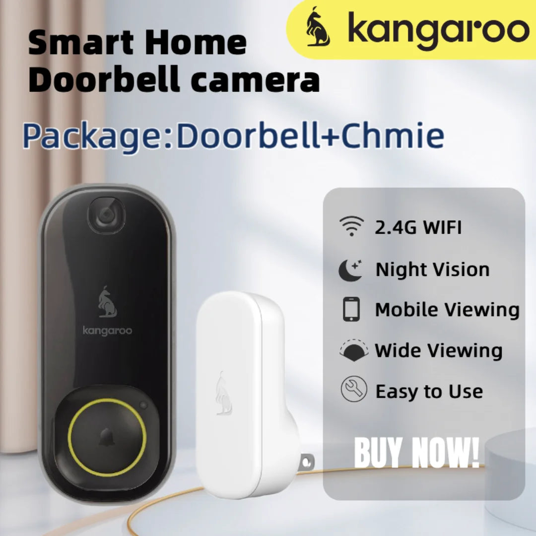 Kangaroo Smart photo Doorbell (Includes Indoor Chime ), Capture Crystal-Clear Photos of Visitors and Packages with - iBrightCS