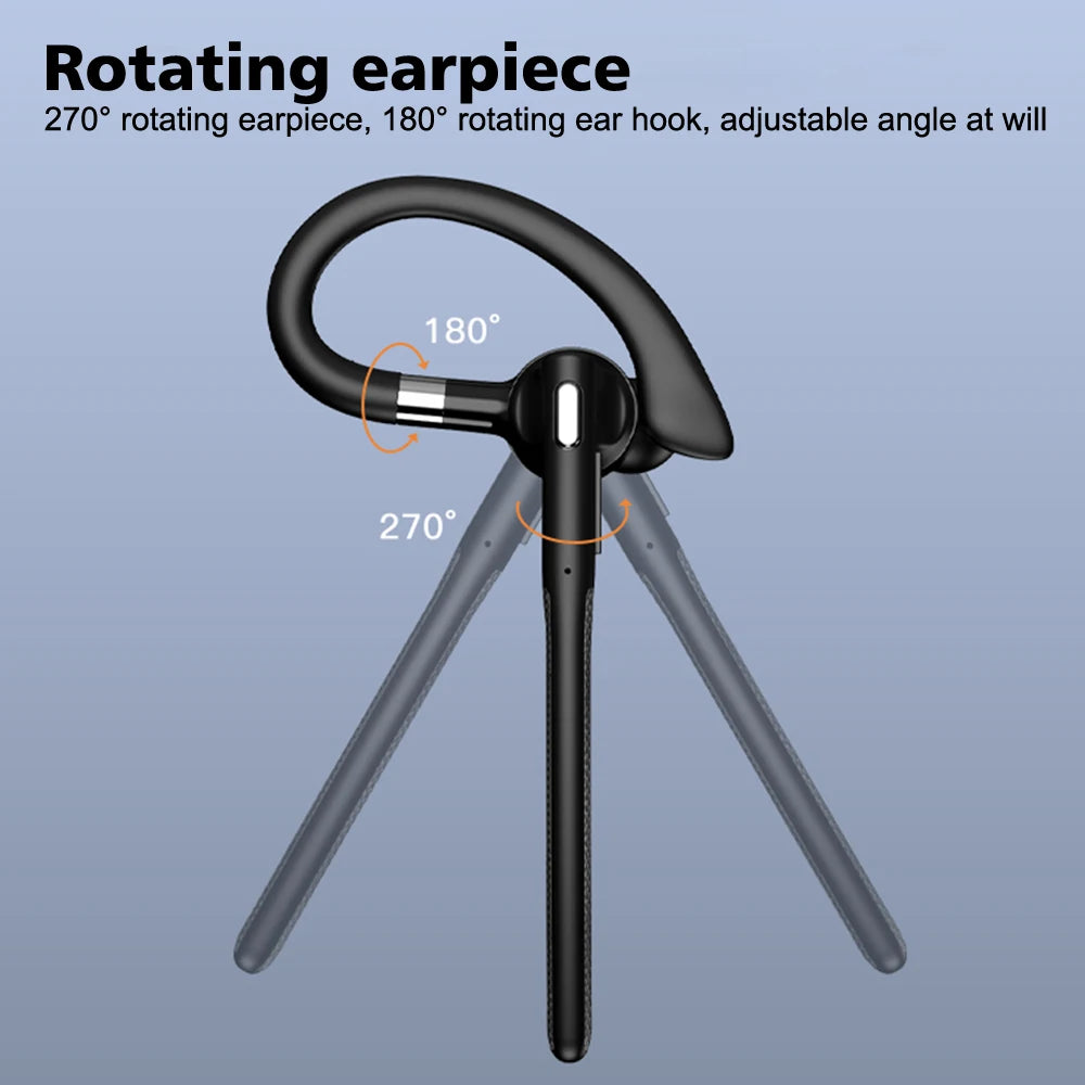 Wireless Bluetooth 5.4 Headset Ear-hook Single Ear Driving Headphone With Dual-Mic CVC8.0 Noise Cancelling Handsfree Earphones - iBrightCS