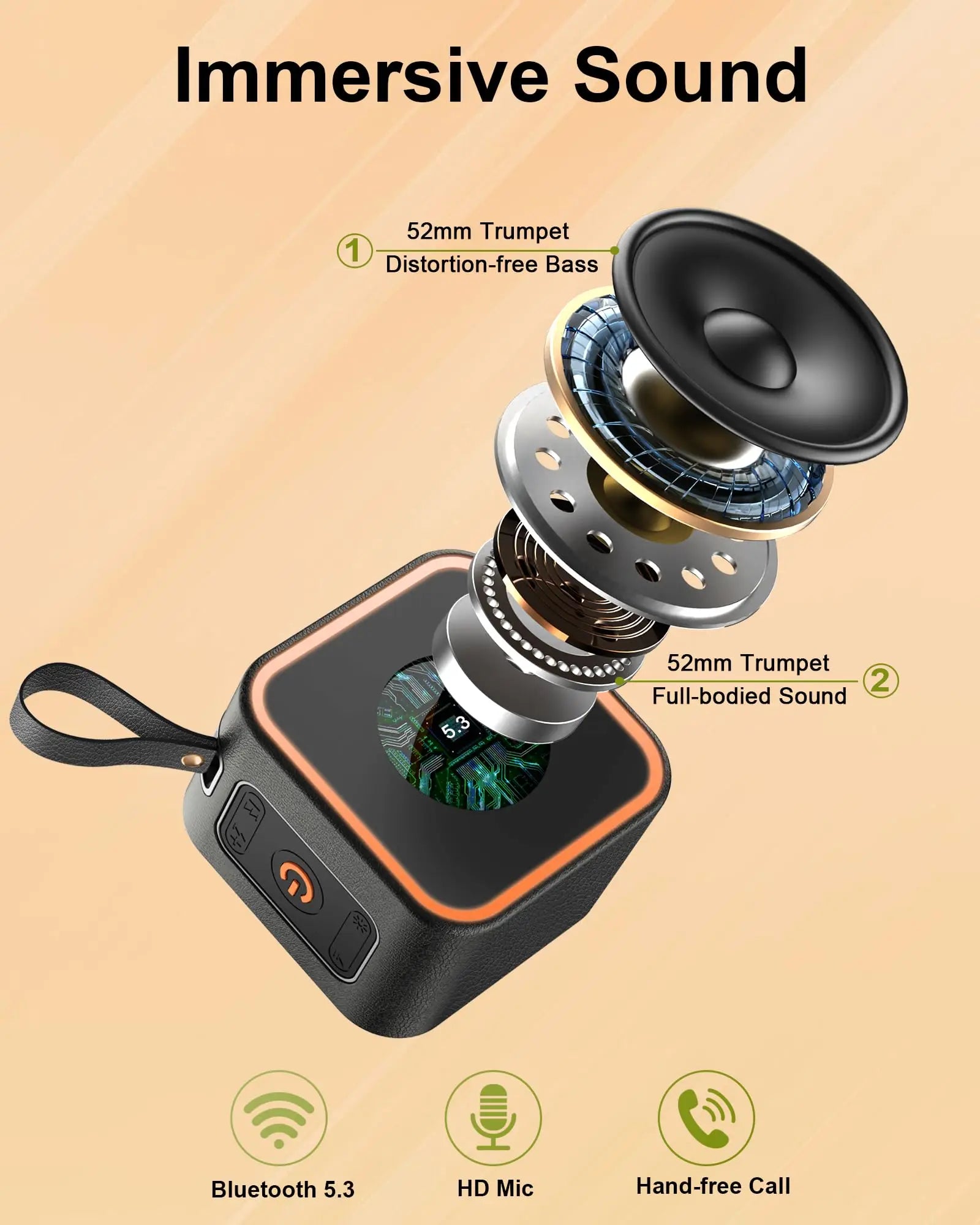 Portable Bluetooth Speaker with HD Sound, 10H Playtime & Dynamic RGB Lights – Party-Ready for Outdoor, Travel & Home. - iBrightCS