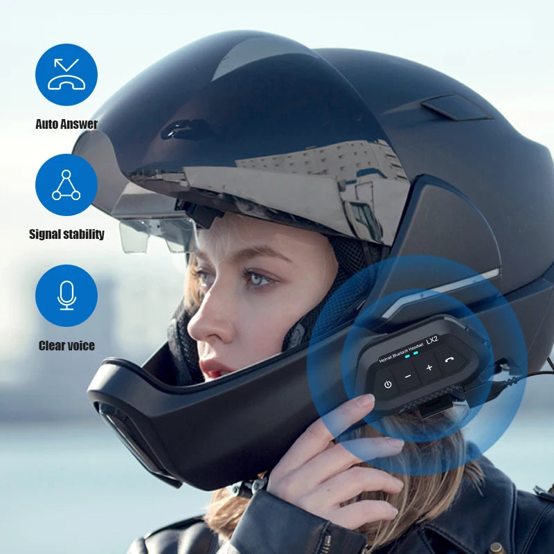 Bluetooth 5.0 Motorcycle Helmet Headset Wireless Noise Reduction Cycling Headset Waterproof Supports Hands Free Call Music