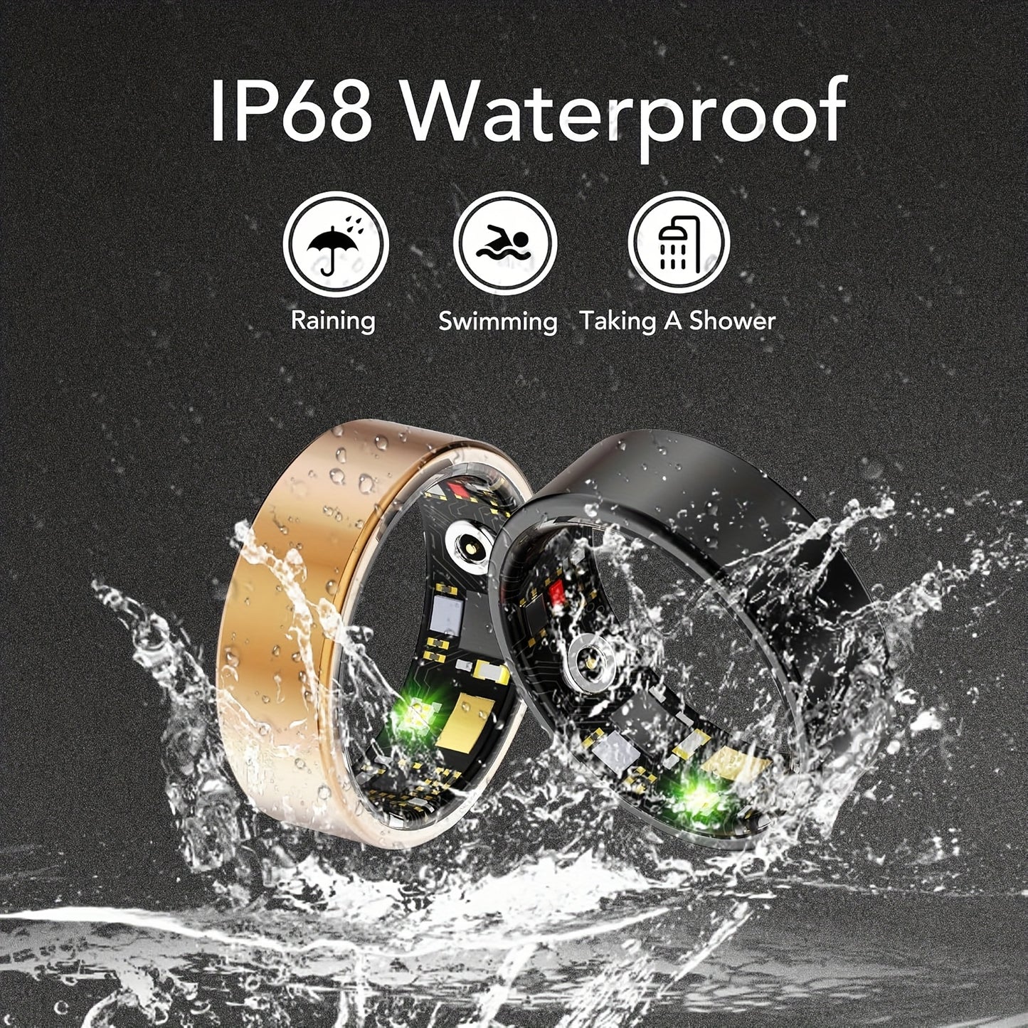 2025 New Smart Ring for Women Men, Smart Health Ring - IP68 Fitness Ring, Fitness Tracker with Sleep Tracker, Step Tracker, Distance Monitoring for iPhone and Android - Mother's Day Gift/Father's Day Gift