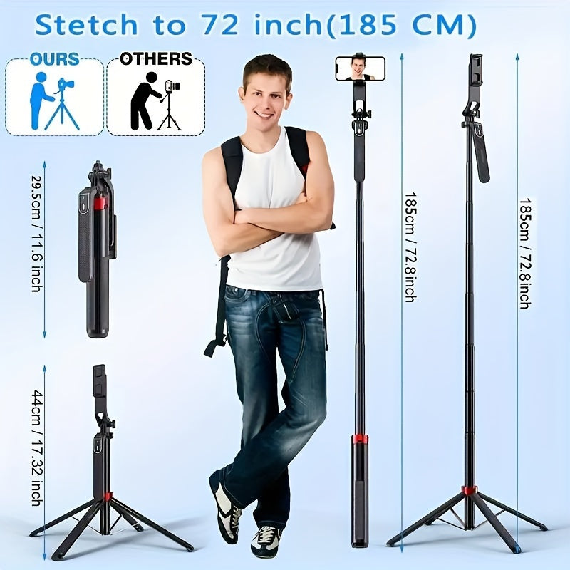 Multi-Function Selfie Stick and Tripod - Capture 360° Videos and Photos, Easily Expandable for iPhone - iBrightCS