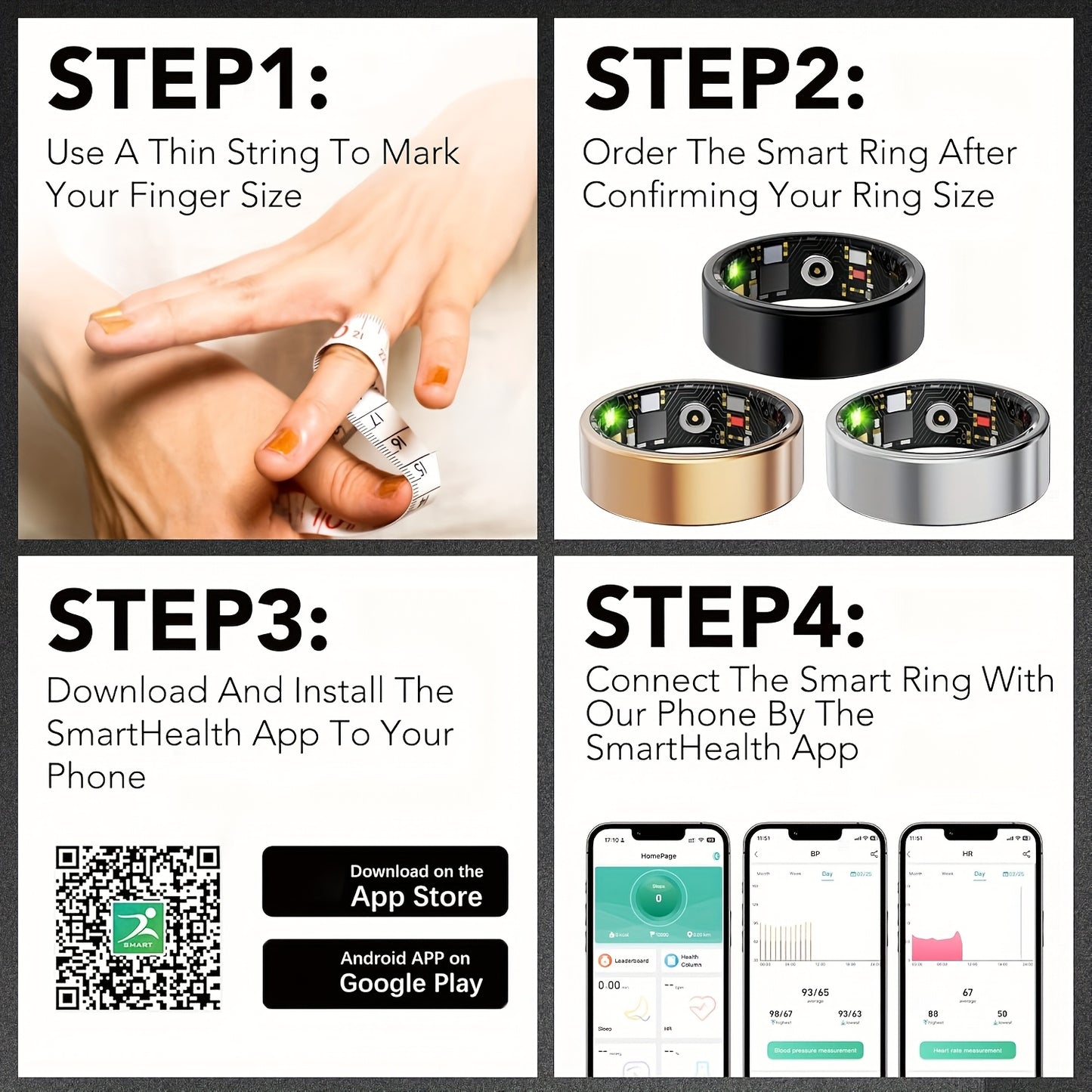 2025 New Smart Ring for Women Men, Smart Health Ring - IP68 Fitness Ring, Fitness Tracker with Sleep Tracker, Step Tracker, Distance Monitoring for iPhone and Android - Mother's Day Gift/Father's Day Gift