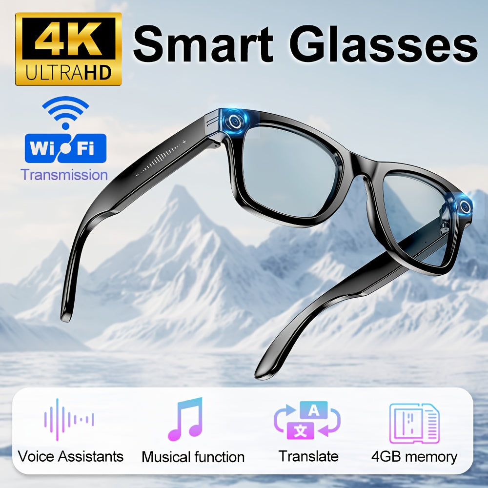 2025 AI Video Glasses with Real-Time Translation: 1080P + 163Lang AI Trans + 4K Recording + 4GB Memory | Wireless Calling | FPV Recording for Cycling, Driving, Fishing, Office, And Travel | Action Camera, Activities, Handsfre iBrightCS