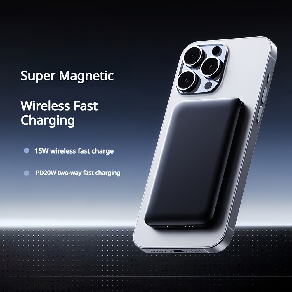 Portable Magnetic Power Bank 5000/10000mAh, 15W Wireless Portable Charger, USB-C PD 20W Fast Charging, Compatible with iPhone 15/15 Plus/15 Pro/15 Pro Max, iPhone 14/13/12 Series, Perfect for Travel and Holiday Gifts, Valenti