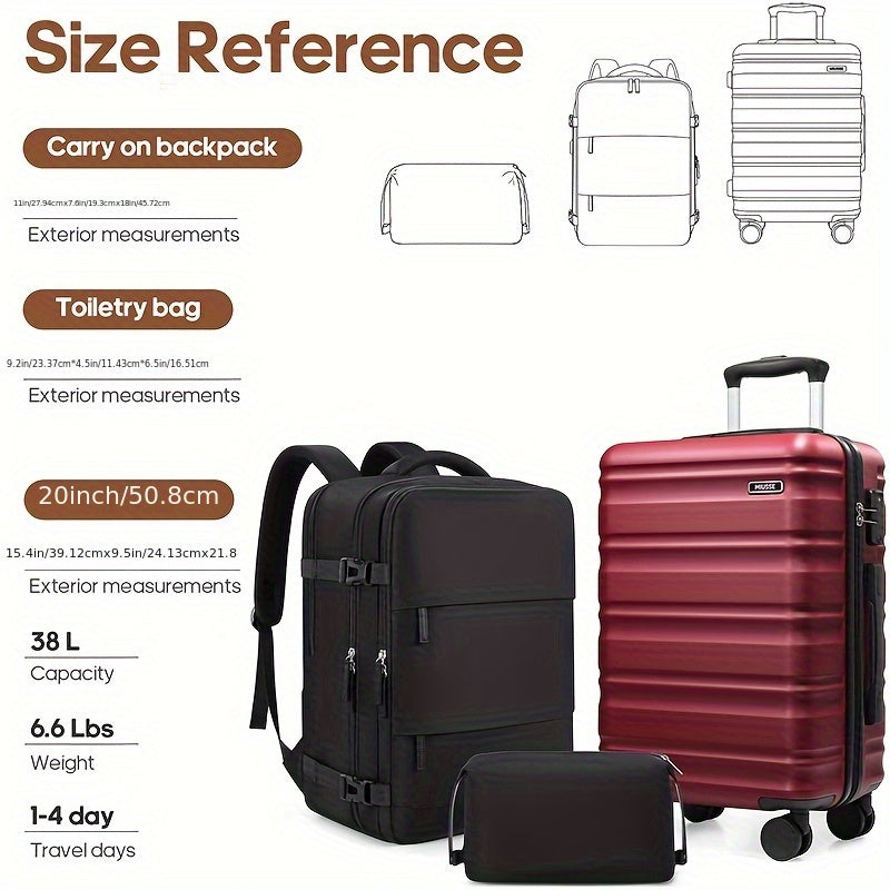 PC Material Hard Shell Luggage Set, Including 20 Inch Expandable Carry On Luggage, Equipped With TSA Customs Lock And Rotary Extension Handle, The Whole Set Includes 3pcs, Carefully Crafted For Travel And Business Trips. - iBrightCS