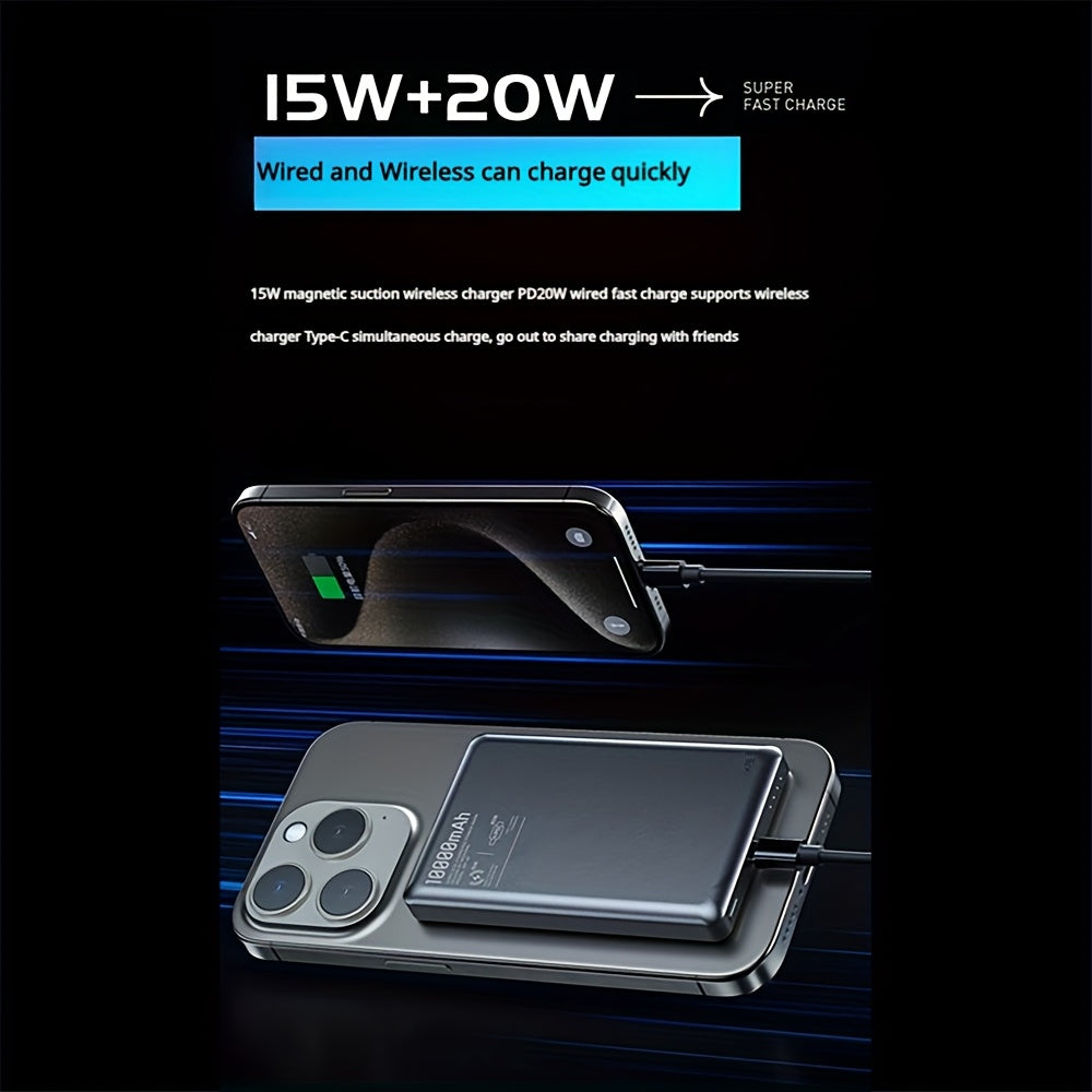 Portable Magnetic Power Bank 5000/10000mAh, 15W Wireless Portable Charger, USB-C PD 20W Fast Charging, Compatible with iPhone 15/15 Plus/15 Pro/15 Pro Max, iPhone 14/13/12 Series, Perfect for Travel and Holiday Gifts, Valenti