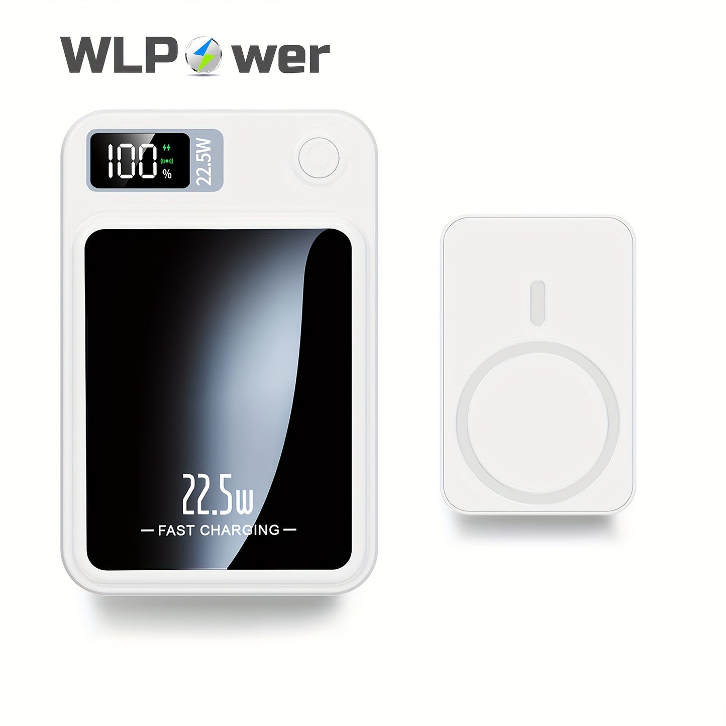 WLPower Portable Charger, 5000mAh/10000mAh High-Speed Magnetic Wireless Power Bank, Mini Battery Pack, 22.5W Fast Charging, LED Power Display, And USB/Type-C Ports For IPhone 16/15 Pro/14 Max/13/12, For Android Phones, Valent