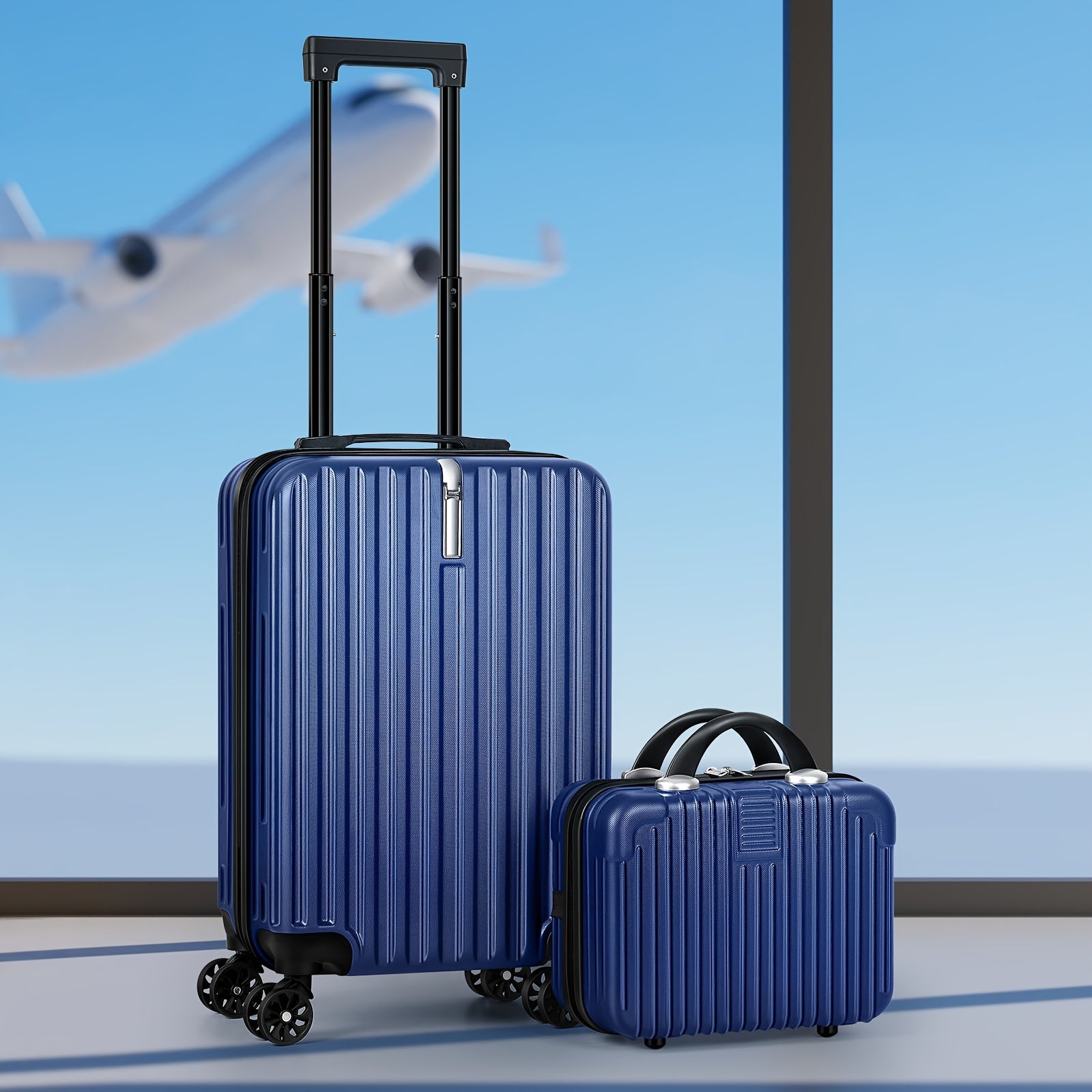 2pcs 14" And 20" Hardside Spinner Luggage Set, TSA-Approved Lightweight Carry-On Suitcases with 360° Wheels, Durable PC+ABS Shell for Business Travel, Weekend Trips And Airplane Use