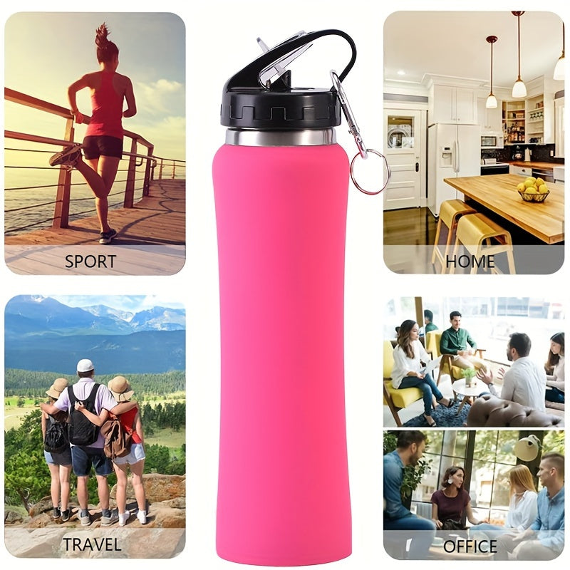 1pc Slim-Fit 304 Stainless Steel Insulated Water Bottle - Large Capacity, Double-Wall Vacuum Insulation for Sports, Cycling, Hiking & Fitness, Ergonomic Design with Carrying Strap, Multiple Colors Available, Hiking Hydration - iBrightCS
