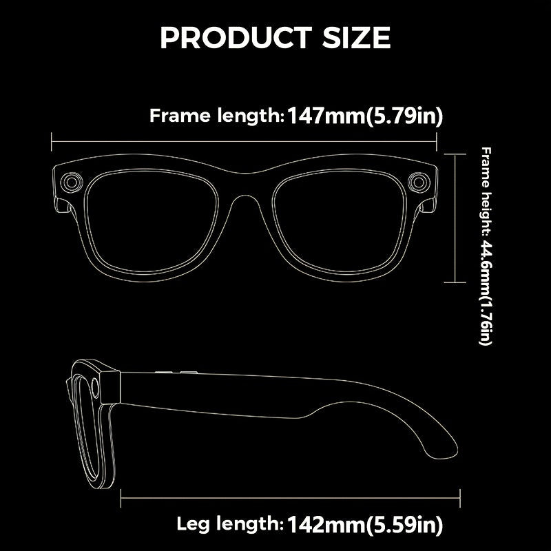 2025 AI Video Glasses with Real-Time Translation: 1080P + 163Lang AI Trans + 4K Recording + 4GB Memory | Wireless Calling | FPV Recording for Cycling, Driving, Fishing, Office, And Travel | Action Camera, Activities, Handsfre iBrightCS