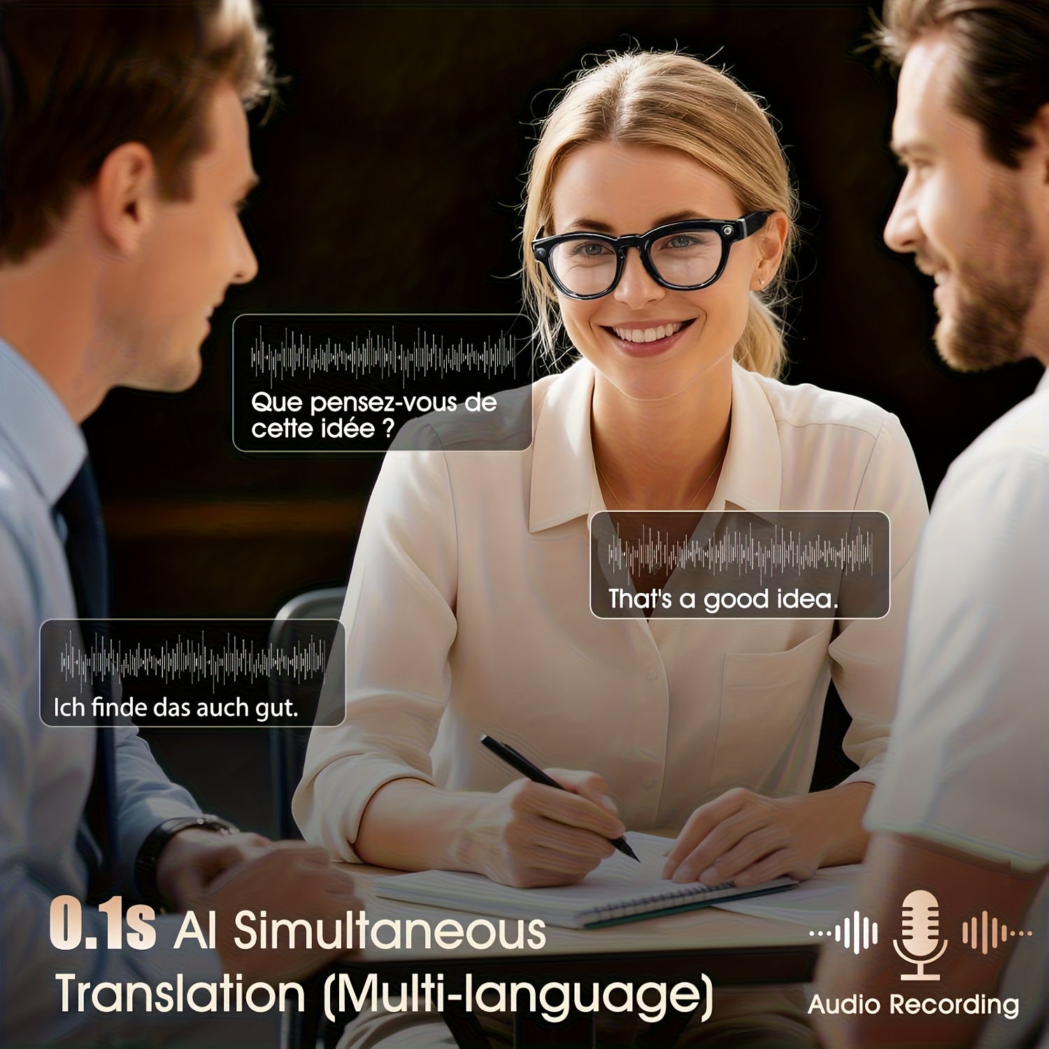 AI Video Smart Glasses, 8-megapixel High-definition Camera, AI Real-time Translation + 4K Video Recording + Action Camera + Wireless Call, Travel FPV Recording, Vlog Shooting - Christmas Gift