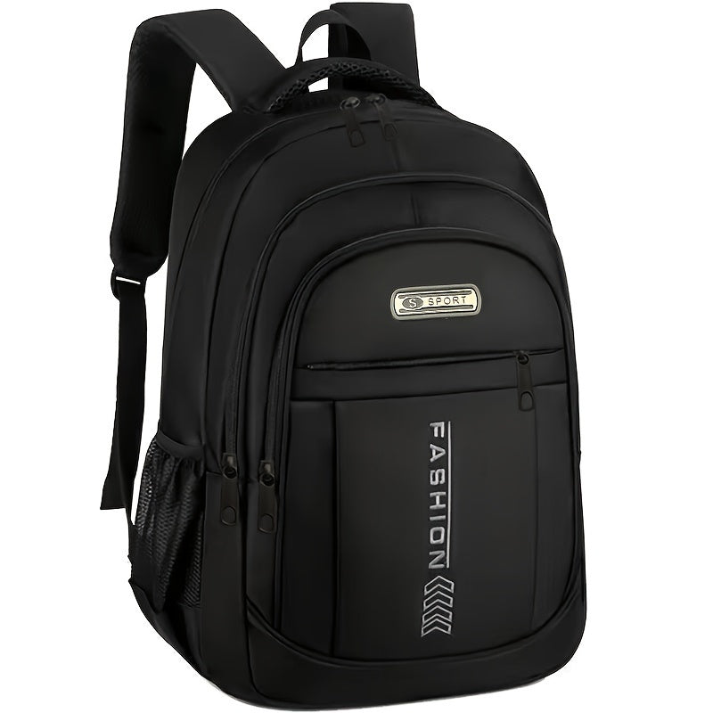 Large Capacity Fashion Preppy Style Backpack - Black Nylon Travel Laptop Bag with Tassel, Adjustable Straps, Zipper Closure, Utility Pocket, Polyester Lined, Non-Soft Shell Computer