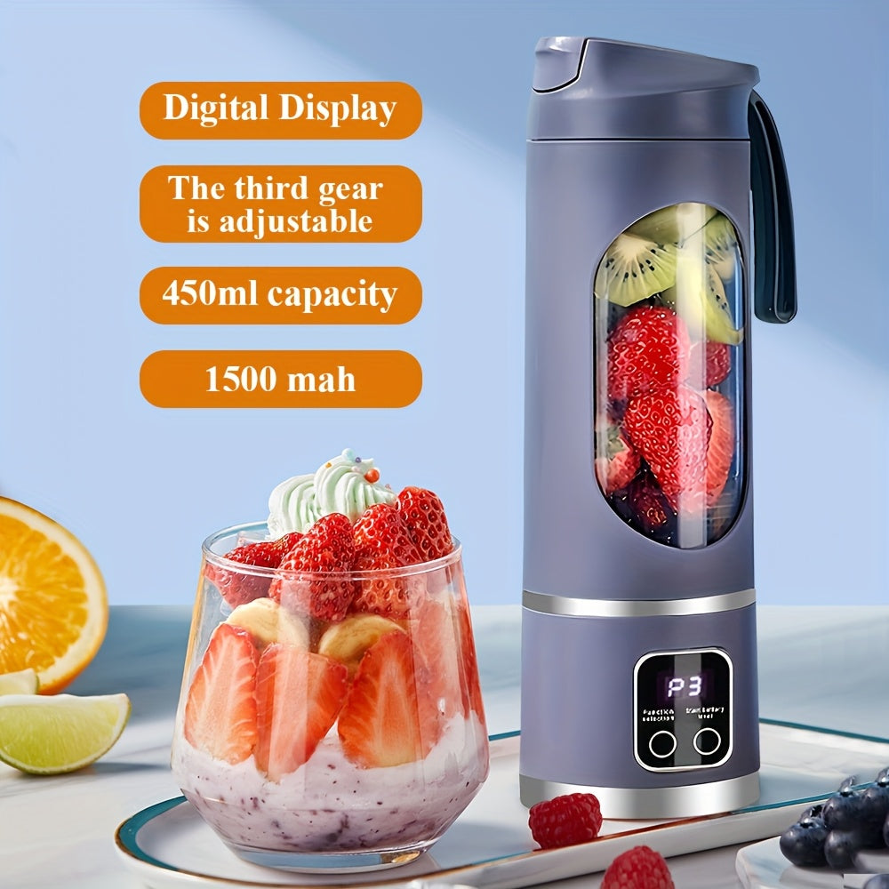 [12, 85/15, 22 Oz Rechargeable Mini Blender] Portable Usb Rechargeable Mini Blender & Juicer - 3 Modes, Digital Display, 6/12-Blade, Safety Lock, Food Grade PP, Easy Clean, Ideal for Travel - Fresh Juices Anywhere - iBrightCS