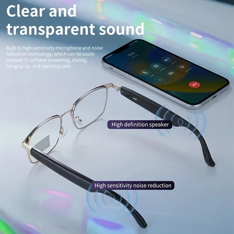 OnsetGizmo AI Artificial Intelligence Translation Wireless Glasses/fashion Glasses Headset, Support 144 Languages, Smart Glasses, Touch Control, Built-in Microphone, High-resolution Audio, Wireless, Rechargeable Battery, Anti