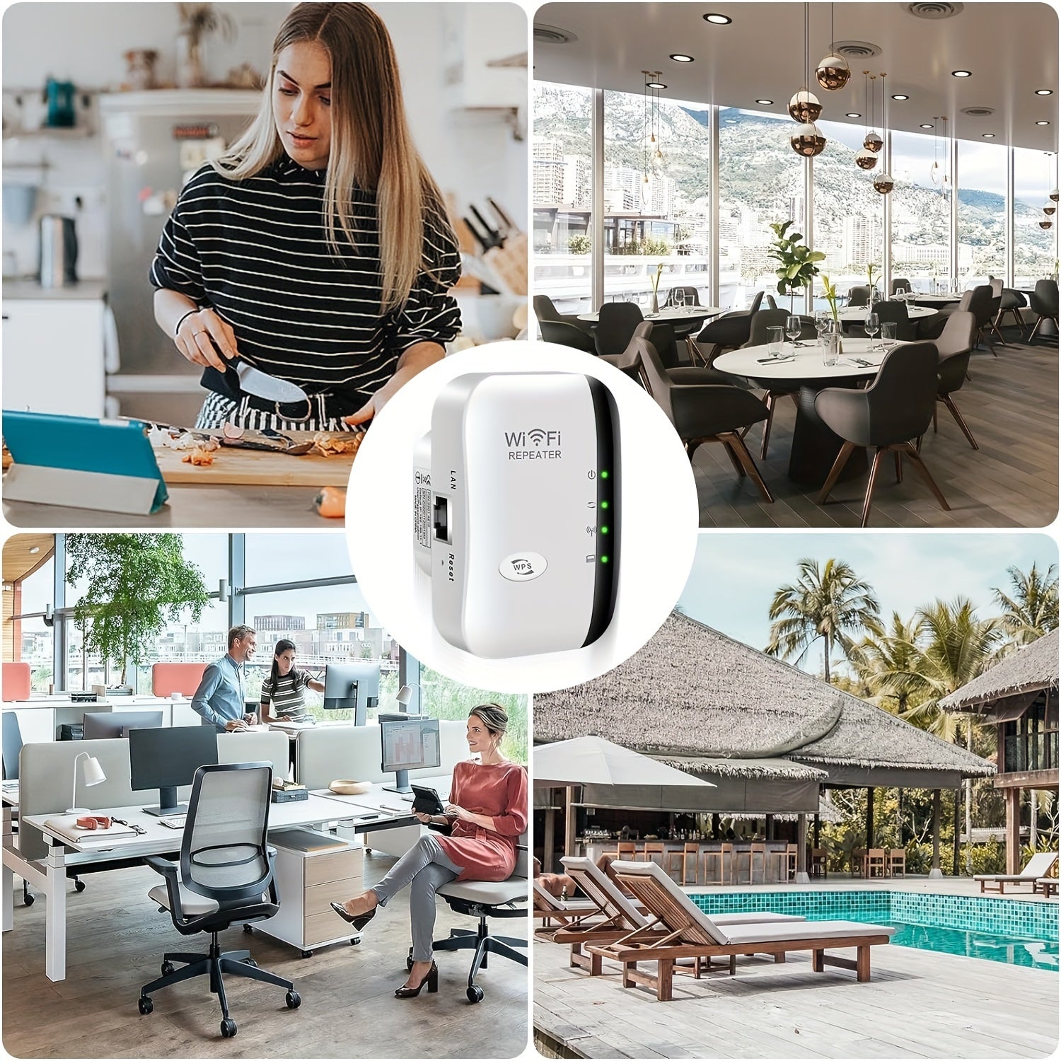 High-Speed 300Mbps WiFi Repeater Extender – Long Range Wireless Signal Booster, 802.11N Compatible, Easy Setup with WPS Button, US Plug, Indoor/Outdoor Use, White & Black Design, Wifi Extender