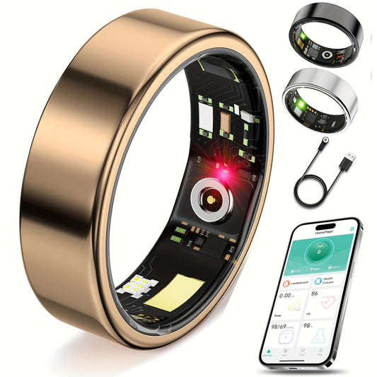 2025 New Smart Ring for Women Men, Smart Health Ring - IP68 Fitness Ring, Fitness Tracker with Sleep Tracker, Step Tracker, Distance Monitoring for iPhone and Android - Mother's Day Gift/Father's Day Gift