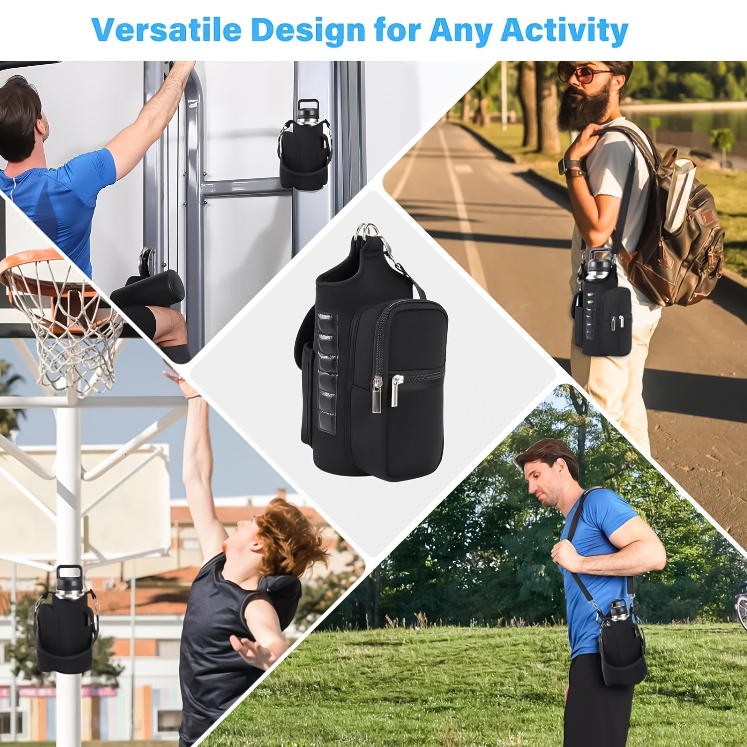 Multifunctional Fitness Magnetic Bag | Water Bottle Holder, Adjustable Shoulder Strap and Phone Pocket - Perfect for Gym and Outdoor Activities, Built-in 6 Magnets, Gym Accessory Organizer | Secure Zipper Pouch, Fitness Equip