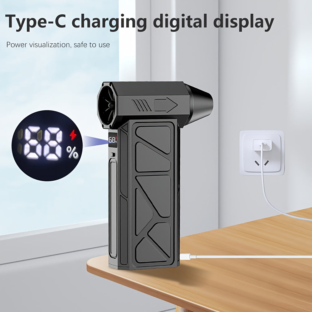 Compressed Air Blower - Mini Turbo Fan With Digital Display, 400000 Wireless Electric Cleaning Fan, Powerful Dust Removal For Keyboard And Computer, Dual Power USB/ Battery, Suitable For Home And Car Use, Handheld Turbo Fan C - iBrightCS