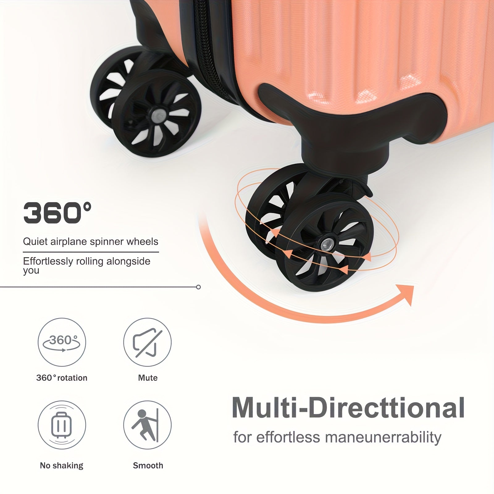 2pcs 14" And 20" Hardside Spinner Luggage Set, TSA-Approved Lightweight Carry-On Suitcases with 360° Wheels, Durable PC+ABS Shell for Business Travel, Weekend Trips And Airplane Use