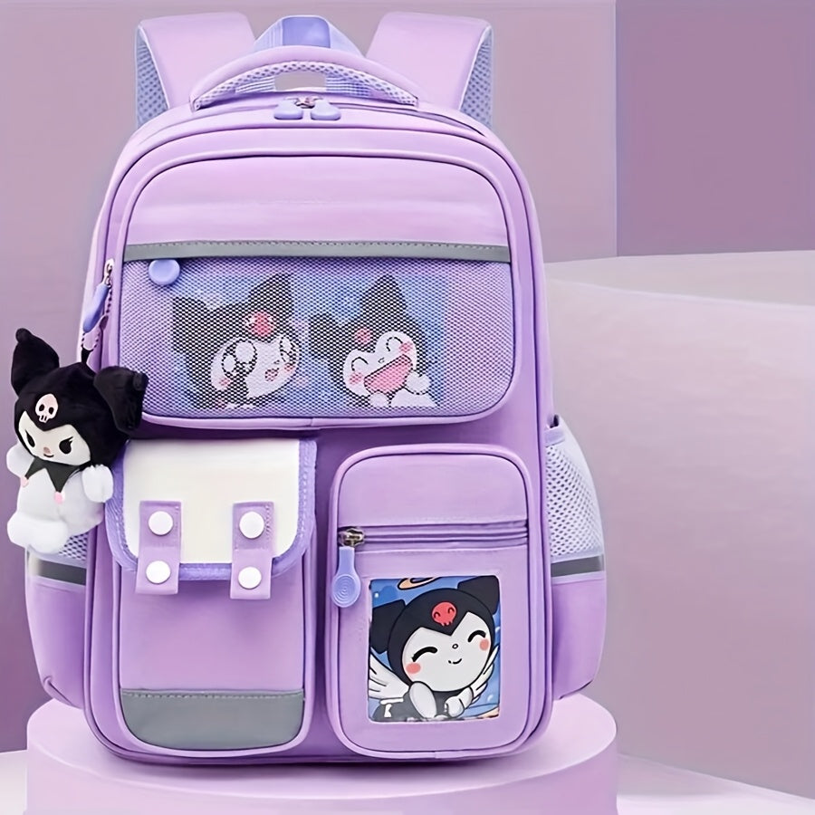 For Kuromi-Themed Lightweight Backpack with Adjustable Shoulder Straps, Multiple Pockets & Organizational Compartments - Cute Oxford Fabric Student Bag for Awards & Incentives Supplies, Backpack for