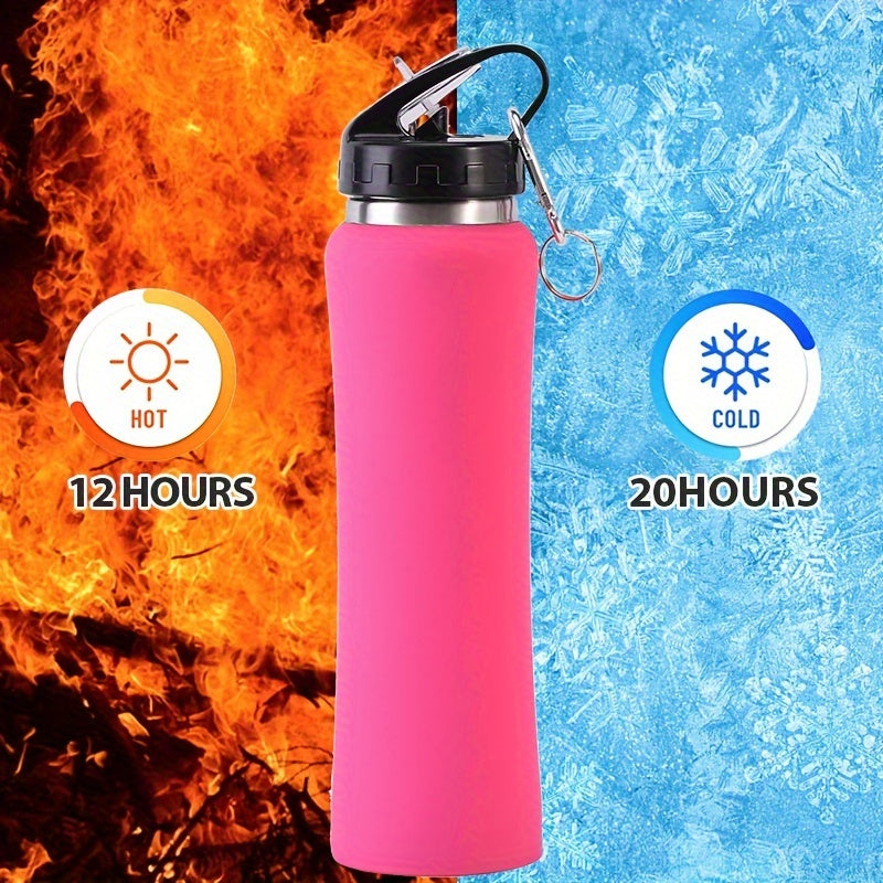 1pc Slim-Fit 304 Stainless Steel Insulated Water Bottle - Large Capacity, Double-Wall Vacuum Insulation for Sports, Cycling, Hiking & Fitness, Ergonomic Design with Carrying Strap, Multiple Colors Available, Hiking Hydration - iBrightCS