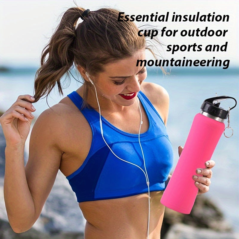 1pc Slim-Fit 304 Stainless Steel Insulated Water Bottle - Large Capacity, Double-Wall Vacuum Insulation for Sports, Cycling, Hiking & Fitness, Ergonomic Design with Carrying Strap, Multiple Colors Available, Hiking Hydration - iBrightCS