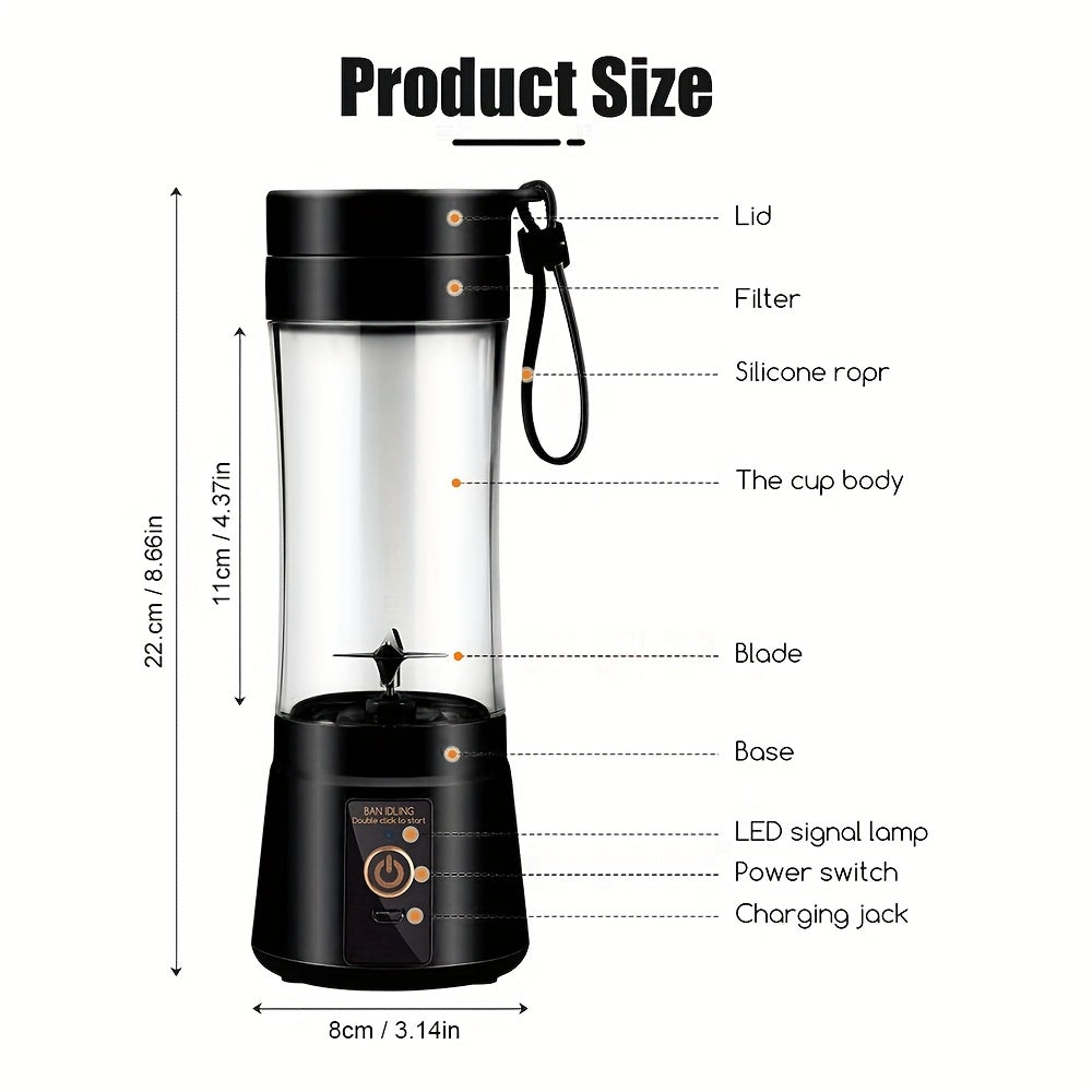 [12, 85/15, 22 Oz Rechargeable Mini Blender] Portable Usb Rechargeable Mini Blender & Juicer - 3 Modes, Digital Display, 6/12-Blade, Safety Lock, Food Grade PP, Easy Clean, Ideal for Travel - Fresh Juices Anywhere - iBrightCS