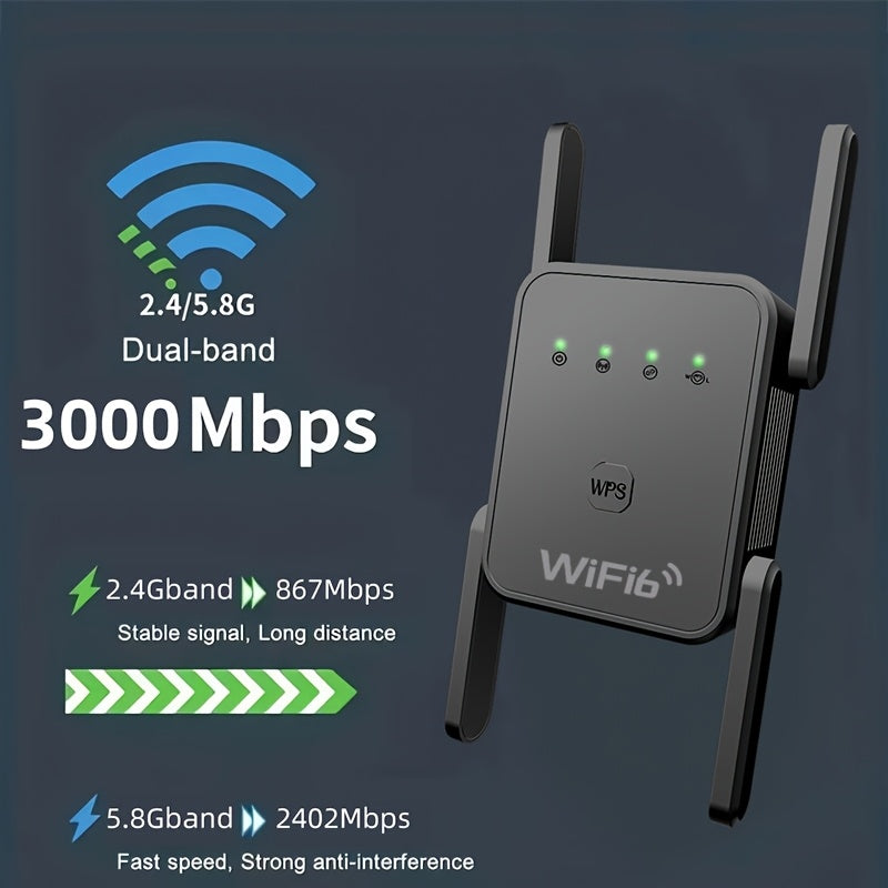 2025 Wirecutter Best WiFi Extender - 3Gbps Dual-Band 5GHz/2.4GHz Home Signal Booster, Covers 1500 Sq.Ft & 30 Devices, Onemesh Technology, One Ethernet Port, Fast Speed Stable Signal, US Plug (100-240V), Wifi Extender Signal B - iBrightCS