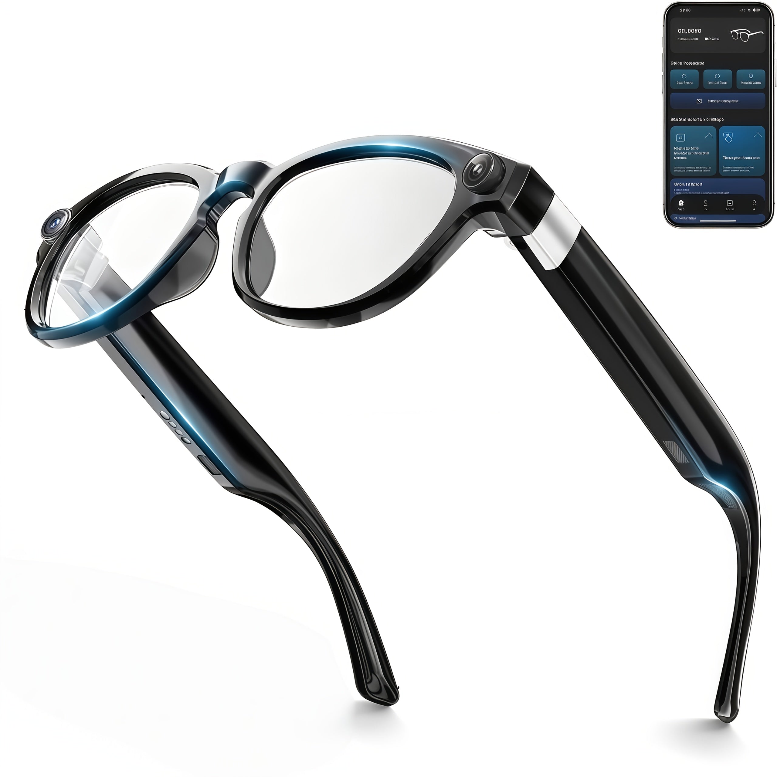 AI Video Smart Glasses, 8-megapixel High-definition Camera, AI Real-time Translation + 4K Video Recording + Action Camera + Wireless Call, Travel FPV Recording, Vlog Shooting - Christmas Gift