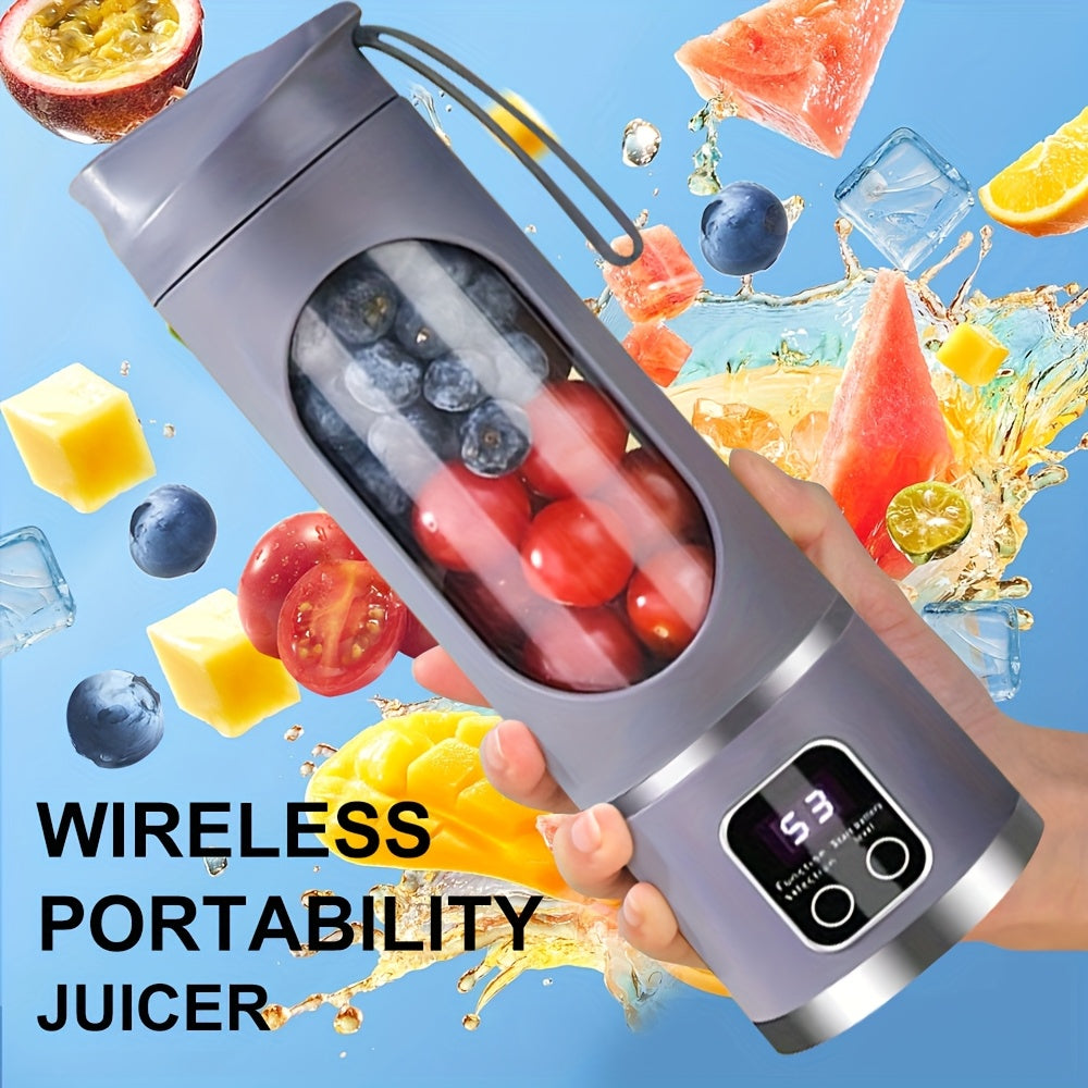 [12, 85/15, 22 Oz Rechargeable Mini Blender] Portable Usb Rechargeable Mini Blender & Juicer - 3 Modes, Digital Display, 6/12-Blade, Safety Lock, Food Grade PP, Easy Clean, Ideal for Travel - Fresh Juices Anywhere - iBrightCS