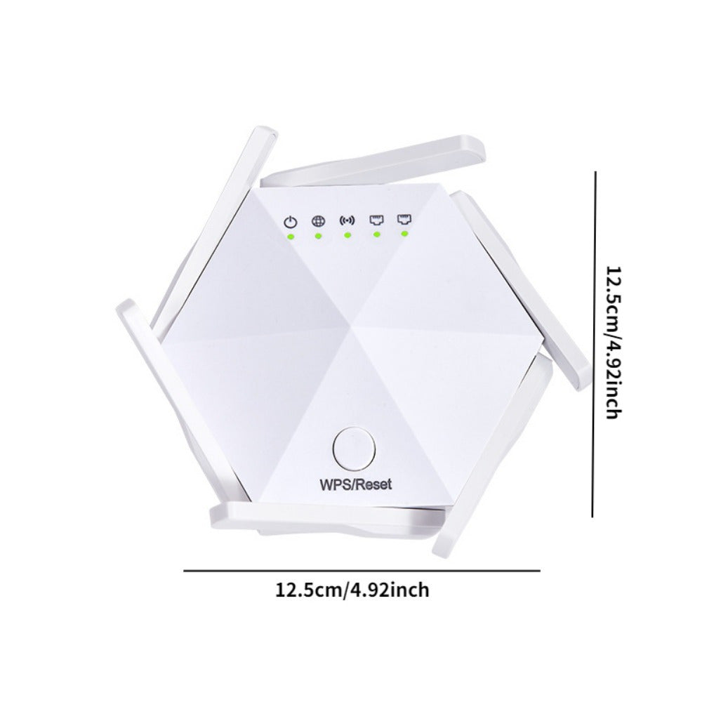 WiFi Extender Booster Repeater for Home & Outdoor, WiFi Range Extender 1200Mbps, WPS Wireless Signal Strong Penetrability with Ethernet Port, 6 Antennas 360° Full Coverage - iBrightCS