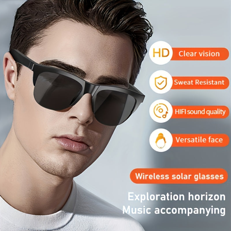 Wireless Smart Glasses With Audio And Voice Call Capabilities, Designed For Outdoor Travel To Facilitate Hands-free Communication And Music Listening. Rechargeable Music Glasses With A Built-in Microphone