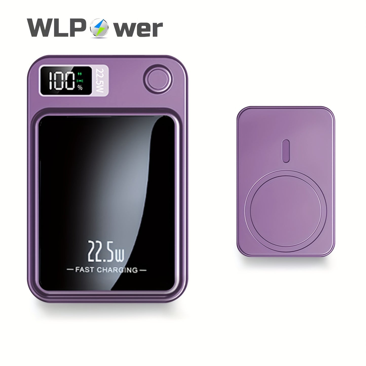 WLPower Portable Charger, 5000mAh/10000mAh High-Speed Magnetic Wireless Power Bank, Mini Battery Pack, 22.5W Fast Charging, LED Power Display, And USB/Type-C Ports For IPhone 16/15 Pro/14 Max/13/12, For Android Phones, Valent