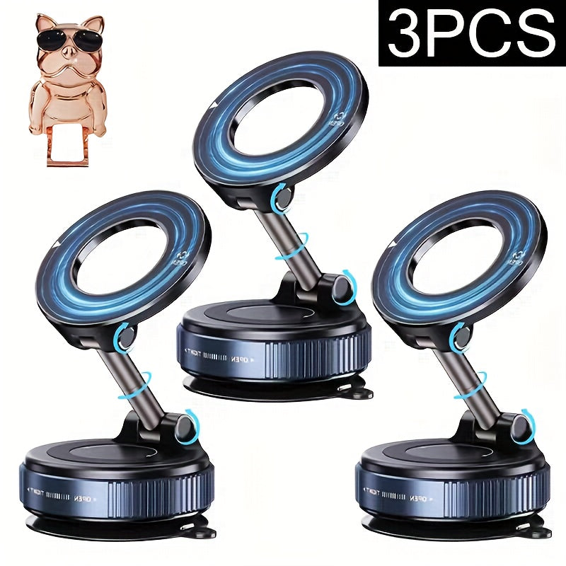 2PCS, 360 ° Rotating Magnetic Mobile Phone Holder, Foldable And Retractable, Suitable For IPhone 16/15/12, ABS Material, Non-waterproof, Multi-scene Use:Car/showerroom/gym/mirror, Universal Size, Black, Compatible With All S