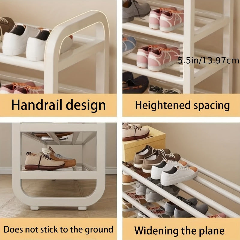 Compact 5-Tier Shoe Organizer, Sturdy, Slim Profile, Multi-Layer Metal Construction, Wood-Free, Floor-Standing, Suitable for Entryways And Dorms, Compatible with Living Room Decor