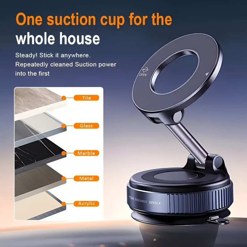 2PCS, 360 ° Rotating Magnetic Mobile Phone Holder, Foldable And Retractable, Suitable For IPhone 16/15/12, ABS Material, Non-waterproof, Multi-scene Use:Car/showerroom/gym/mirror, Universal Size, Black, Compatible With All S