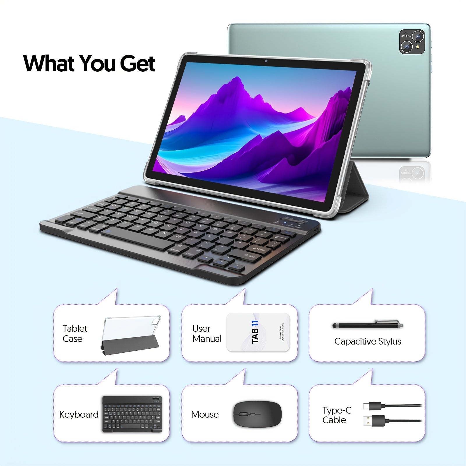 10, 1-Inch Android 14 Tablets with 128GB Storage And 8GB RAM (Expandable by 4GB), 1TB Expansion Capability, Powered by an Eight-Core CPU, Featuring an 8000Mah Battery, 5G Wifi 6, Dual Cameras (2MP And 8MP), 1280X800 FHD IPS D - iBrightCS