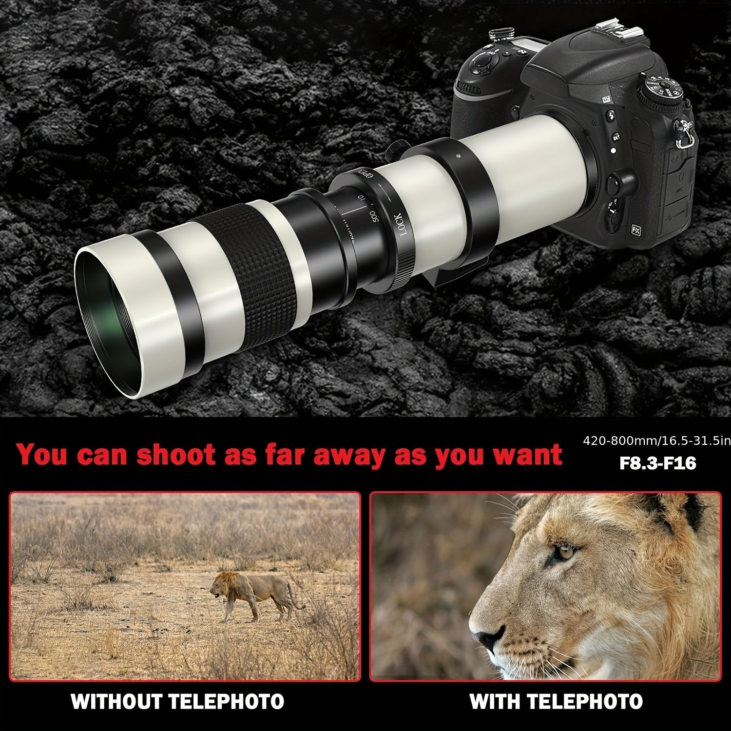 [Super Telephoto Lens] BENOISON Super Telephoto 420-800Mm F/8.3 Lens with T-Mount for Canon Nikon Sony Cameras