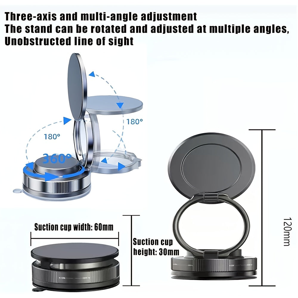 4pcs Heavy Duty Magnetic Phone Stand with Strong Suction Cup - Double Magnetic Force, 360° Adjustable & Foldable/Retractable design, Compatible with for iphone 15/14/13/12/11 Pro Max, for Android, for Samsung - Car, Home, Of