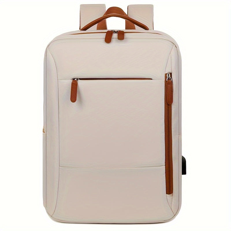 Stylish Lightweight Laptop Backpack for Women - Adjustable Shoulder Straps, Multiple Compartments, Beige & Black Options, Perfect for Travel, Commuting, and School, Backpack for Travel, Commuter Bag, Minimalist Design, Secure