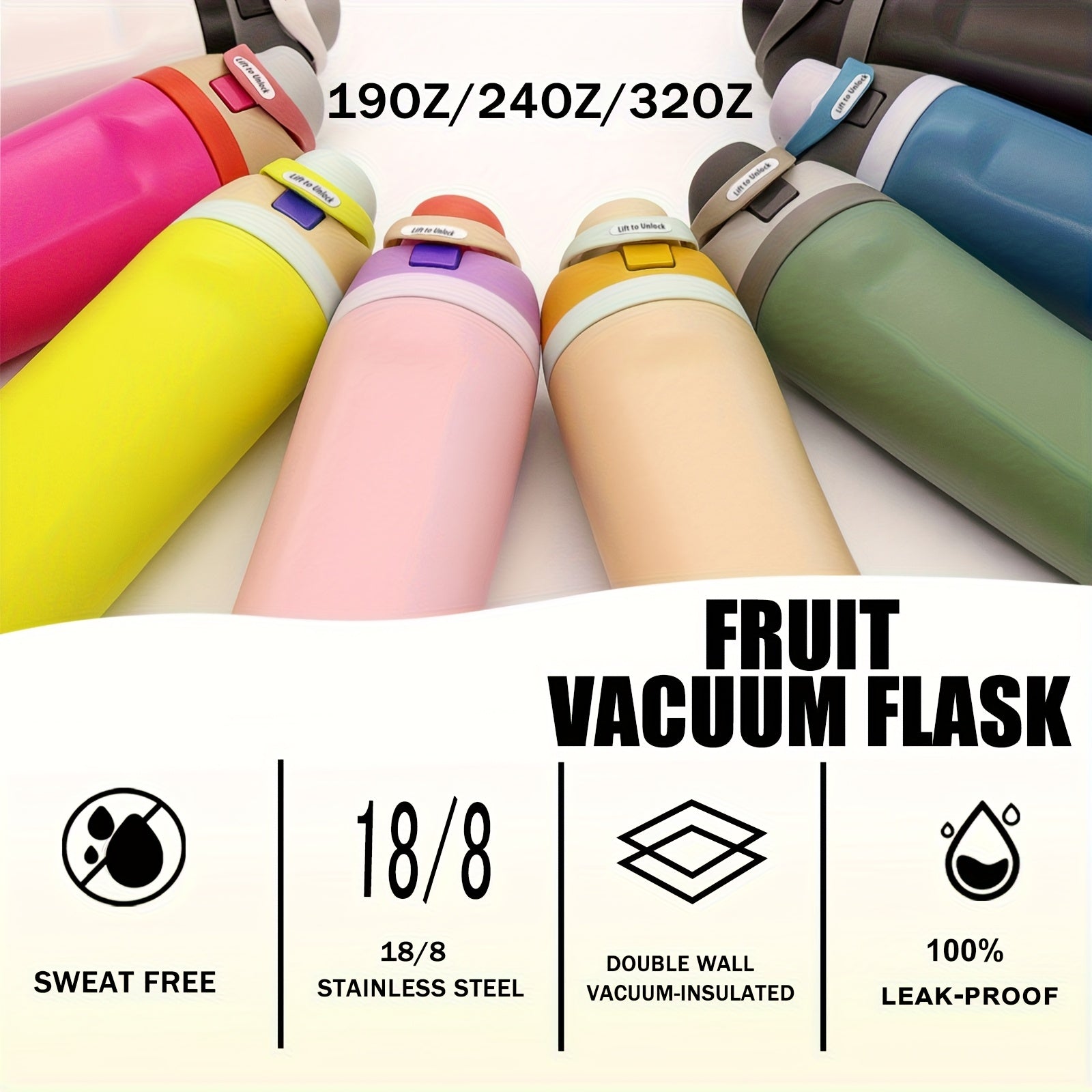 1pc 19/24/32oz Double-layer Insulated Cup, 304 Stainless Steel Flip-top Water Cup, 12 Hours Heat Retention/ 24 Hours Cold Retention, Leak-proof Design, Kitchen And Home Drink Cup