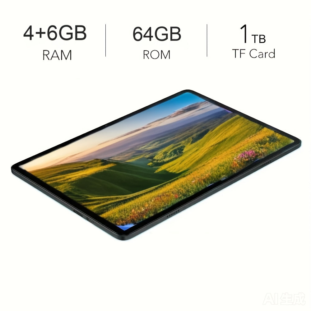 10.1-inch Android 14 Tablet with Unisoc T606 Octa-Core, 10GB RAM (4GB+6GB Expandable), 64GB ROM + 1TB SD, 6000mAh Battery, 1280x800 HD Touchscreen, 5G WiFi, Dual Cameras, Type-C Charging, Stereo Speakers, Educational Tools, P