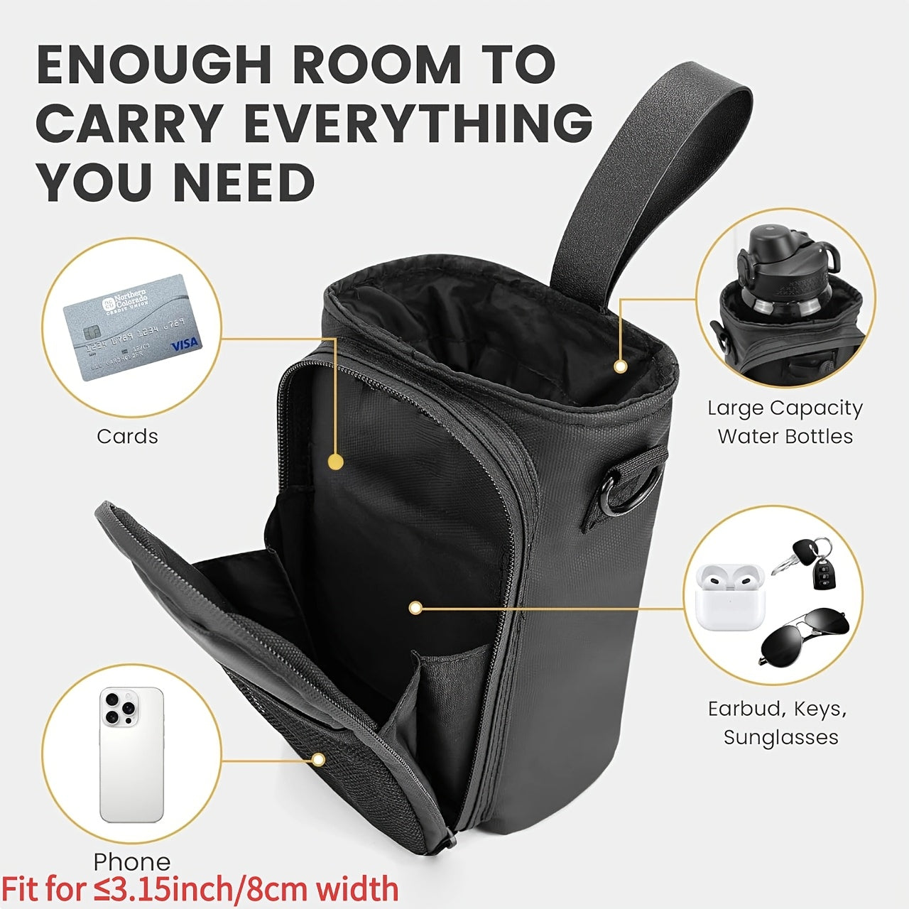 A Unisex Magnetic Balance Fitness Bag with Adjustable Crossbody Strap/magnetic Fitness Water Bottle Holder, Featuring a Water Bottle Holder with Phone Pocket, a Strong Magnetic Fitness Storage Bag, Magnetic Crossbody Bag, Wom