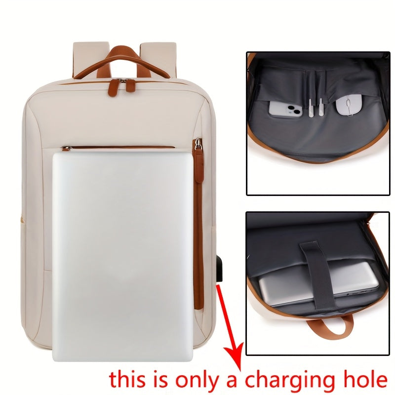 Stylish Lightweight Laptop Backpack for Women - Adjustable Shoulder Straps, Multiple Compartments, Beige & Black Options, Perfect for Travel, Commuting, and School, Backpack for Travel, Commuter Bag, Minimalist Design, Secure