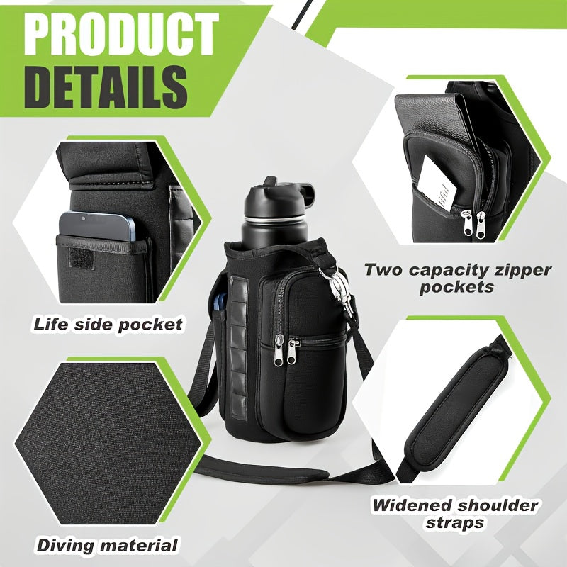 Multifunctional Fitness Magnetic Bag | Water Bottle Holder, Adjustable Shoulder Strap and Phone Pocket - Perfect for Gym and Outdoor Activities, Built-in 6 Magnets, Gym Accessory Organizer | Secure Zipper Pouch, Fitness Equip