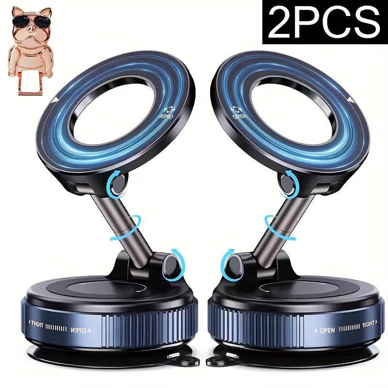 2PCS, 360 ° Rotating Magnetic Mobile Phone Holder, Foldable And Retractable, Suitable For IPhone 16/15/12, ABS Material, Non-waterproof, Multi-scene Use:Car/showerroom/gym/mirror, Universal Size, Black, Compatible With All S