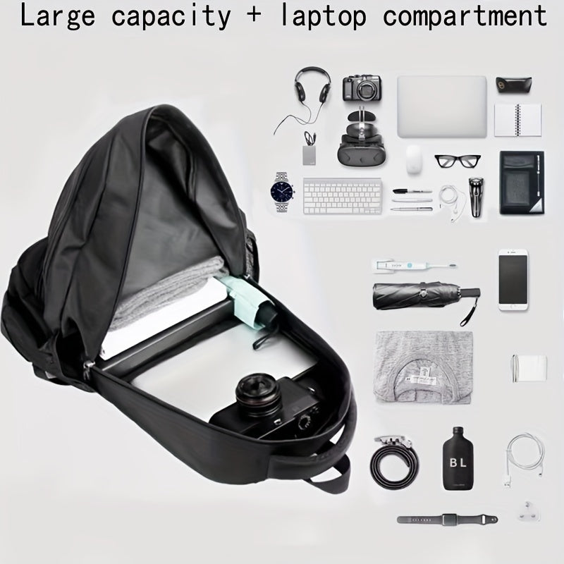 Large Capacity Fashion Preppy Style Backpack - Black Nylon Travel Laptop Bag with Tassel, Adjustable Straps, Zipper Closure, Utility Pocket, Polyester Lined, Non-Soft Shell Computer