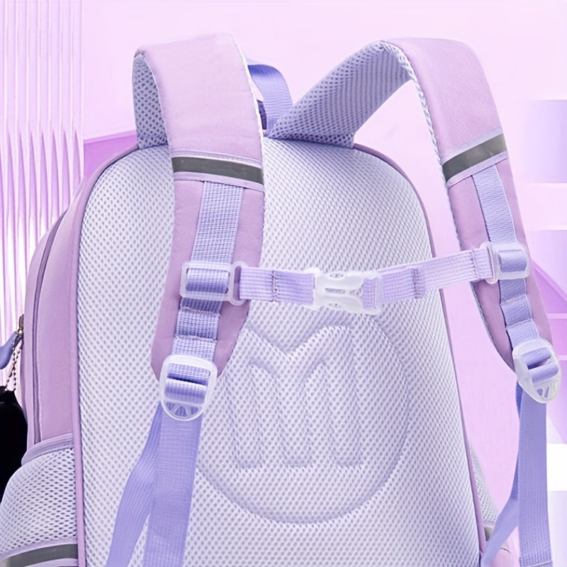 For Kuromi-Themed Lightweight Backpack with Adjustable Shoulder Straps, Multiple Pockets & Organizational Compartments - Cute Oxford Fabric Student Bag for Awards & Incentives Supplies, Backpack for