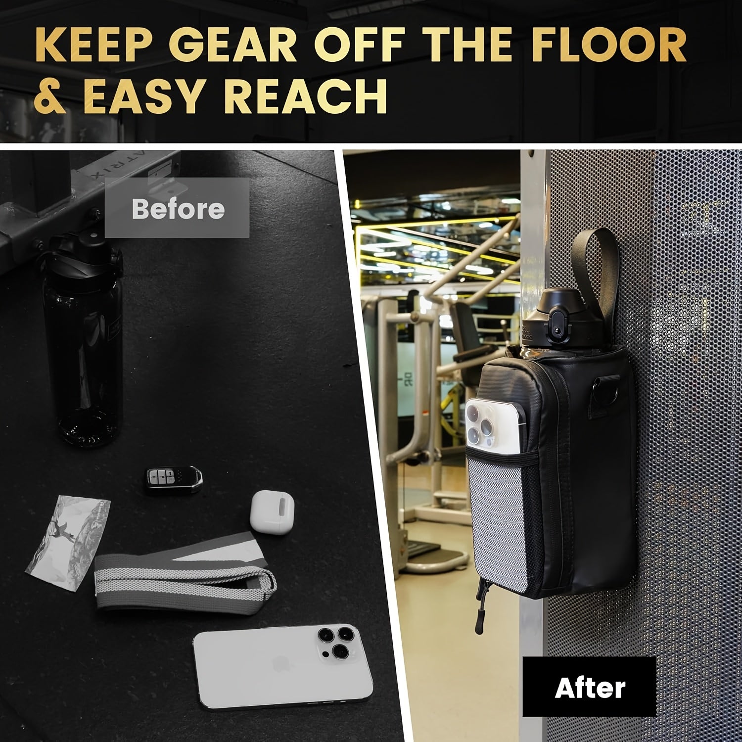 A Unisex Magnetic Balance Fitness Bag with Adjustable Crossbody Strap/magnetic Fitness Water Bottle Holder, Featuring a Water Bottle Holder with Phone Pocket, a Strong Magnetic Fitness Storage Bag, Magnetic Crossbody Bag, Wom